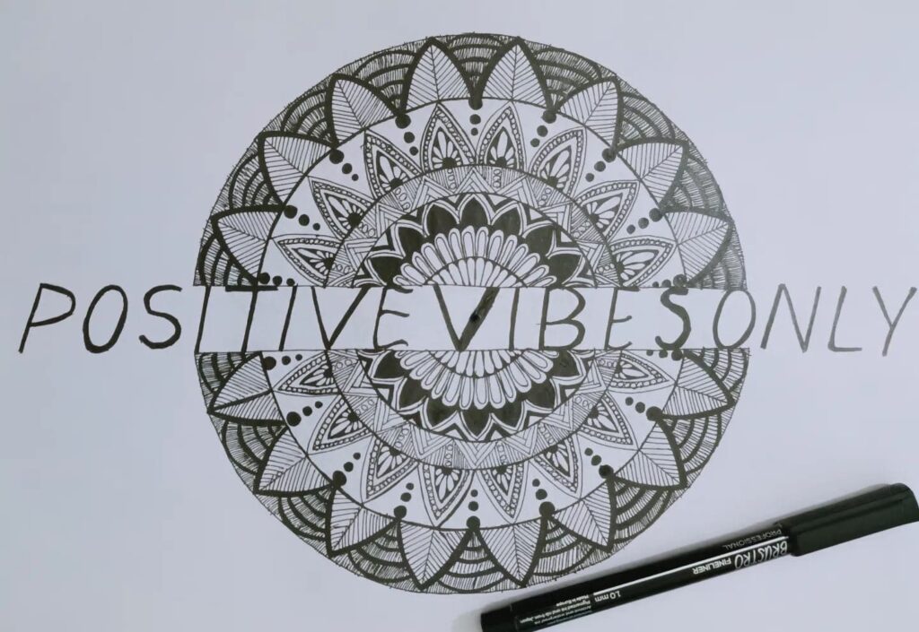 A beautiful mandala artwork filled with positive energy and calming vibes, ideal for relaxation.